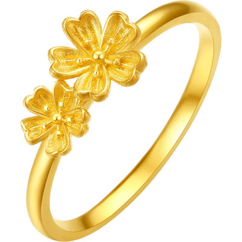 Saturday Blessing Gold Peach Blossom Ring Female Flower Collection Priced Pure Gold Peach Blossom Wedding Gift for Girlfriend Holiday Gift