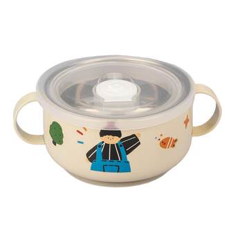 Modern housewife's family of three stainless steel children's rice bowls