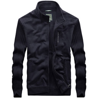 AK秋冬季立领开衫毛衣男针织外套加厚加绒宽松青年休闲保暖卫衣