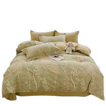 MUJI thickened brushed mattress cover simple cotton quilt cover single piece 200x230 single quilt cover 150x200