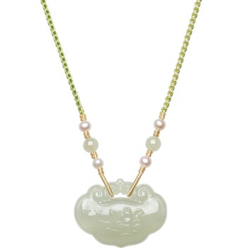 Saturday blessing hotan sapphire lotus jade pearl pendant