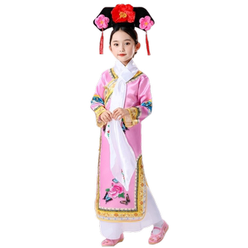 Children's costumes have a girl's performance costumes manchu