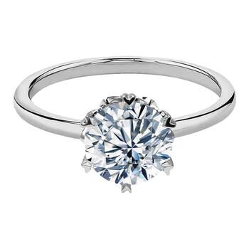 Vrai heart-shaped six-claw round diamond wedding ring