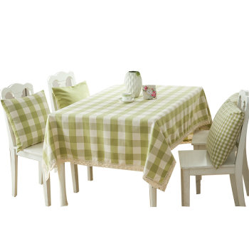 Cotton and linen green waterproof lattice fabric tablecloth kindergarten Cotton and linen green waterproof lattice fabric tablecloth kindergarten