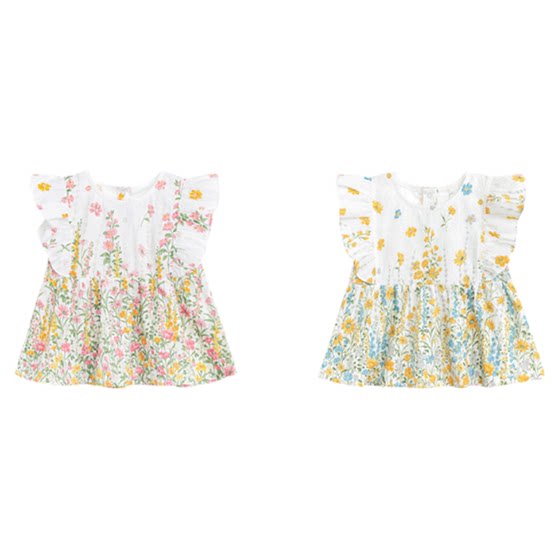 
YOUGE young songs summer new baby cotton cool sleeveless floral doll shirt casual loose baby top