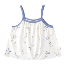 Koala Nose Baby Sling Modal Childrens Vest Summer Thin Girls Sleeveless T-Shirt Clothes Blue Bell Flower