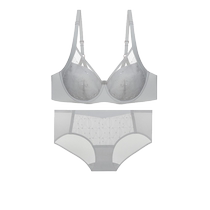 Aimu Ensemble de soutien-gorge respirant avec broderie de lindustrie lourde gros seins petits trous fins