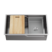 (Breaking new product) Jiumu gun gray honeycomb nano-embossed stainless steel sink handmade large single-tank kitchen sink