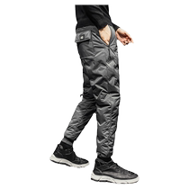 MXN trendy white duck down down pants for men thickened winter outdoor thermal pants lightweight high-waisted straight cotton pants