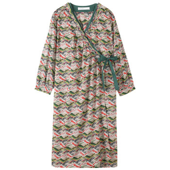 Zumashi nightgown bathrobe ແມ່ຍິງພາກຮຽນ spring ແລະດູໃບໄມ້ລົ່ນ 2024 ຝ້າຍໃຫມ່ pure pajama dress pure lust style ແຂນຍາວໃຫ້ບໍລິການເຮືອນນອກ robe