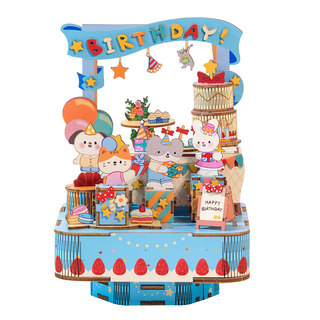 Assembling music box cat’s castle in the sky birthday gift