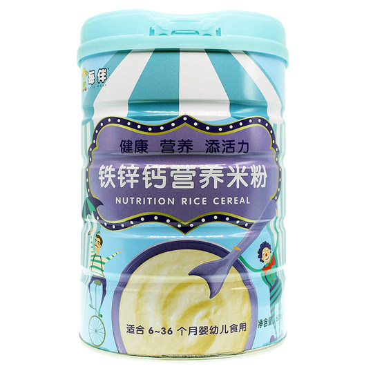 每伴宝宝米粉米糊婴儿辅食600g罐装原味婴幼儿成人营养高铁米粉
