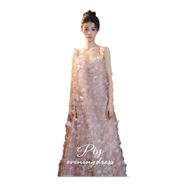 Morning gown 2024 new style bridal high-end niche light gauze pink engagement dress pregnant women toasting clothes fat mm