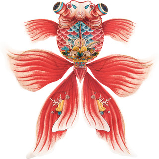 王的手创 纸鸢diy材料包非遗手工风筝摆件竹骨架蜻蜓潍坊风铃金鱼