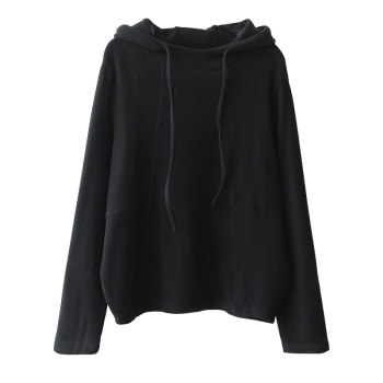 Cotton blended german velvet turtleneck hooded sweatshirt produced by xiaoer