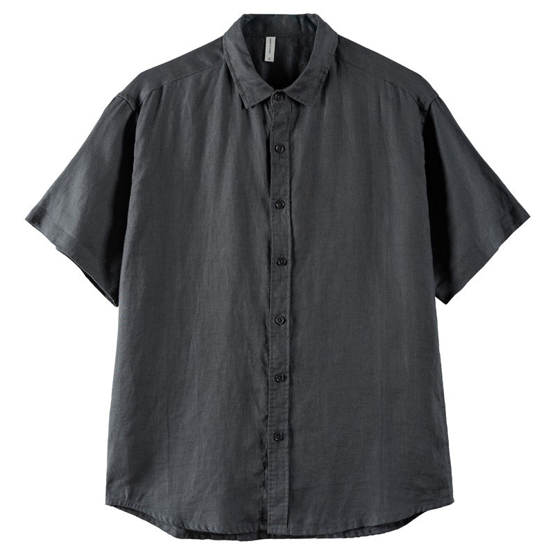 Pure linen short sleeve lapel shirt is comfortable and breathable