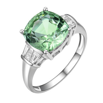 Natural colored gemstone 4.38 carat mint green tourmaline ring