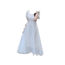 Maternity wear summer 2024 new French square neck dress fat mm summer large size slim temperament loose long skirt