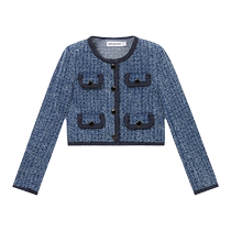 self-portrait 2024 early autumn new denim blue brushed denim temperament small fragrance style long-sleeved jacket