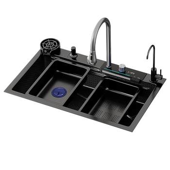 Sus304 power generation digital display water temperature kitchen sink