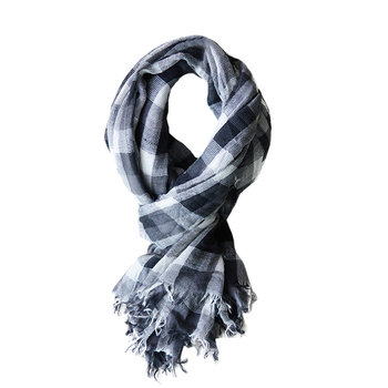 Autumn and Winter Men's Black and White Plaid Cotton and Linen Scarf, Winter Warm and Versatile Casual Scarf, Men's Trendy Fashion Neck Scarf
