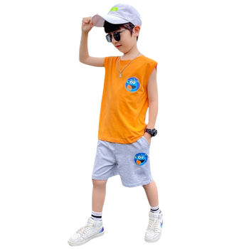 ຊຸດເດັກນ້ອຍຊາຍ summer ຊຸດຝ້າຍບໍລິສຸດ sleeveless suit