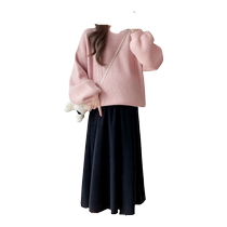 Maternity wear autumn and winter 2024 new style fashionable and age-reducing casual loose knitted sweater skirt two-piece set