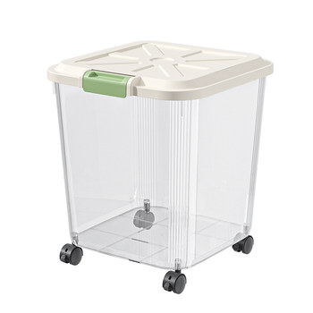 Large capacity sealed, insect-proof and moisture-proof mobile transparent rice barrel