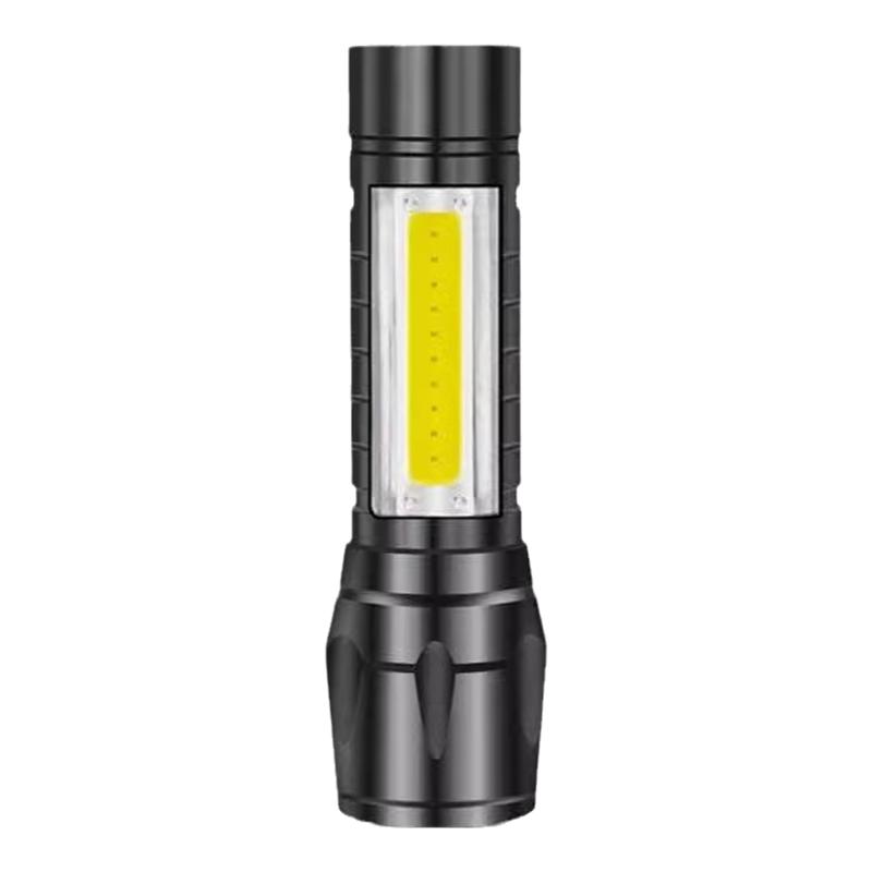 Household strong and weak light adjustment flashlight bucket lithium battery USB