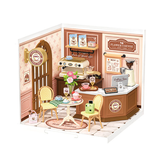 Rolife Ruolai Super World Cafe birthday gift girl building block assembly toy diy miniature model