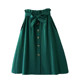 New autumn and winter versatile Korean version elastic high waist pocket literary A-line large skirt single-breasted solid color cotton skirt
