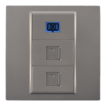 Type 86 concealed dual-port Gigabit network with fiber optic panel gray fiber optic two-position Category 6 network cable computer socket