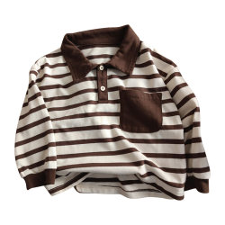 Fashionable contrasting color POLO shirt ~ Children's versatile T -shirt men and girls' babies, cotton long -sleeved tops, spring and autumn casual