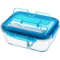 (Self-operated) LOCK&LOCK glass lunch box lunch box office worker crisper box microwave oven special with lid partition