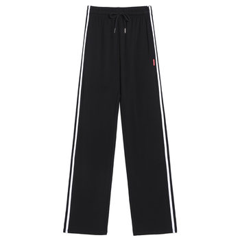 Wide-leg pants, high-waisted casual pants, spring and autumn pure cotton sports pants