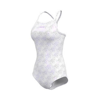 One-piece swimsuit swan hot silver fine glitter back