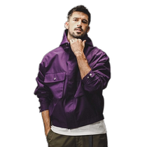 Purple Work Jacket Mens Spring Loose Trendy Outdoor Commuting Hooded Waterproof Jacket Jacket Mens Spring and Autumn Style