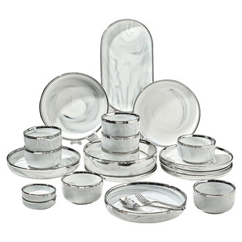 Marble tableware set is light luxury and high-end