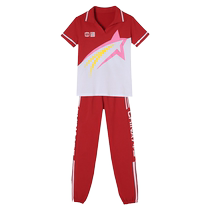 Square dance clothing new suit short-sleeved dance clothes Chinese red aerobics sportswear team uniforms performance clothes