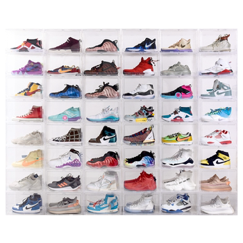 aj shoe box storage box sneakers ຕ້ານການຜຸພັງ shoe ຕູ້ເກັບຮັກສາເກີບໂປ່ງໃສການເກັບຮັກສາຖົງຢາງປະຫຍັດອິນເຕີເນັດສະເຫຼີມສະຫຼອງການເກັບກໍາເກີບ wall