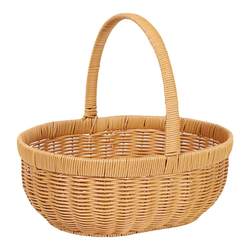 Imitation rattan shopping basket, egg basket, handle storage basket, portable picnic basket, hand-woven fruit basket