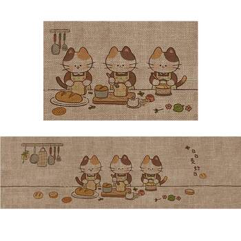 Cute linen kitchen floor mat oil absorbent anti-slip water absorbent mat
