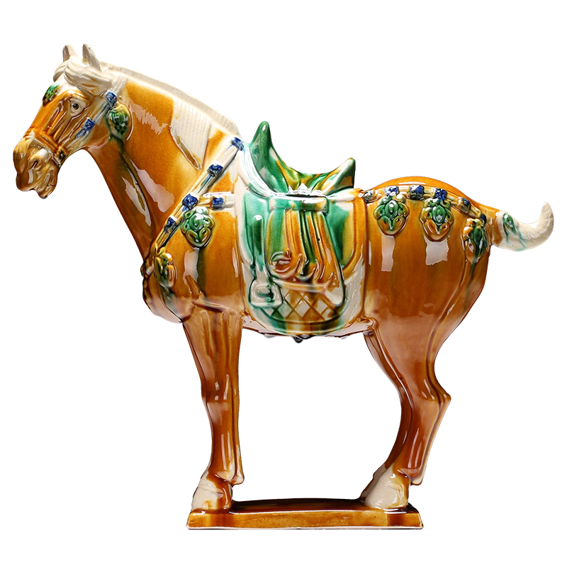 博藝萱唐三彩陶瓷馬中式家居招財擺件河南洛陽製造工藝品