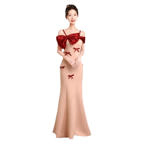 Pink Toast 2024 new bridal temperament Stern Senior Sense Engagement Banquet Wedding Little Crowdage Gown Woman