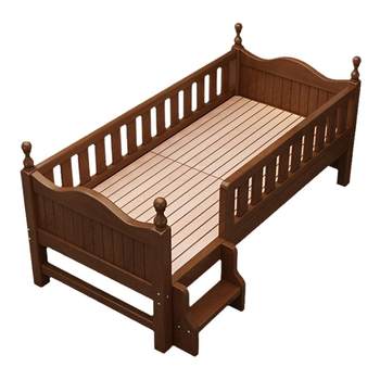 Customized beech children's bed splicing bed with guardrail bed width and adjustable height on the side of the bed