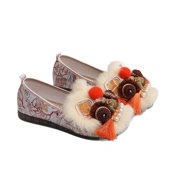 Flat-soled handmade tiger head shoes for adults, ethnic style hanfu shoes