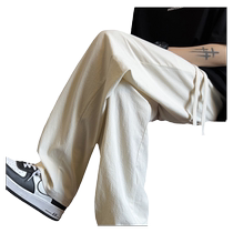 Summer straight pants for men 2024 new loose trousers summer thin trendy white youth casual pants
