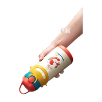 Kechao childrens straw thermos cup student water cup kindergarten straw cup out 316 stainless steel bottle kettle