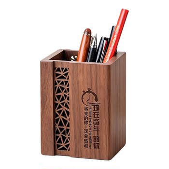 Walnut multifunctional chinese style pen holder customization