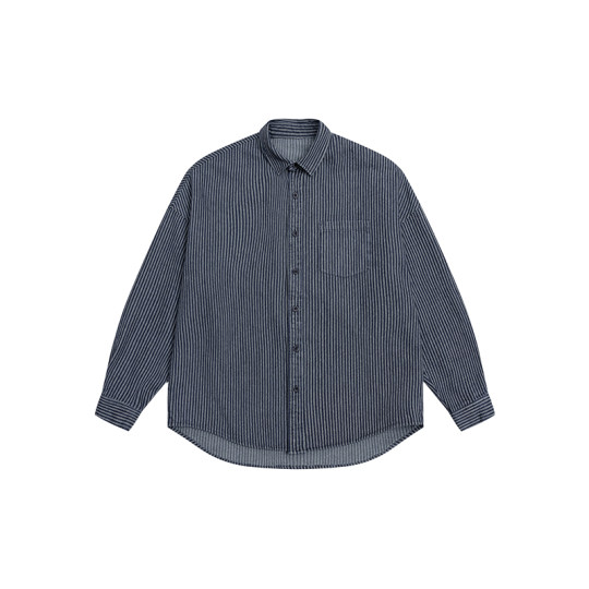 American trendy striped denim long-sleeved shirt jacket